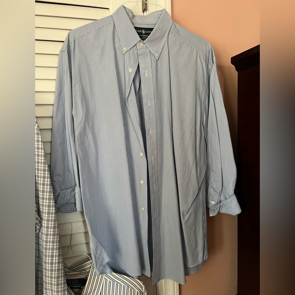 Ralph Lauren, classic fit blue stripe shirt